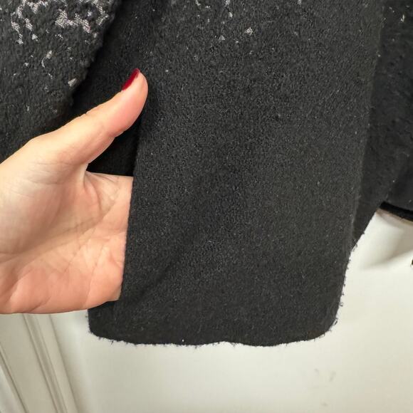 Eileen Fisher Womens Open Drape Blazer Jacket Size Large Black Gray Metallic - Picture 6 of 10